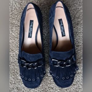 THE SELLER - BLACK SUEDE LEATHER SHOES WOMEN'S HEELS SIZE 35 EU / SIZE 5.5 US